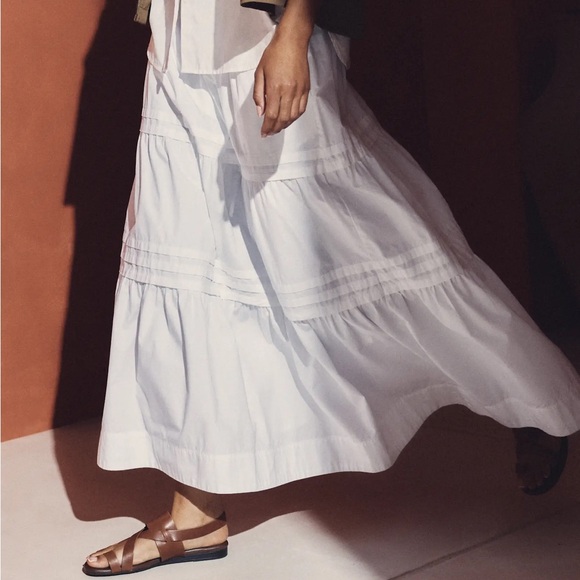 NWT Philosophy Republic (Quince) Cotton Poplin Tiered Maxi Skirt in White - Picture 2 of 16